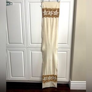 Coastal/Beach Themed Starfish Embroidered Cream and Brown Table Runner 68”x13”
